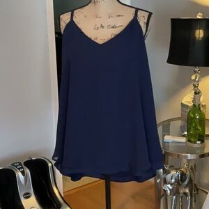 Torrid Navy blue Chiffon Swing tank top/blouse with adjustable straps.